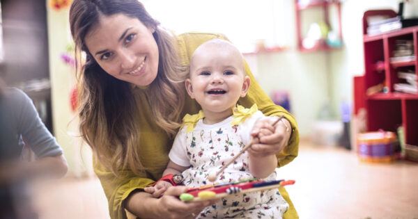 Toddler and caregiver