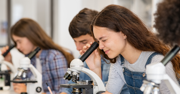Students in science class