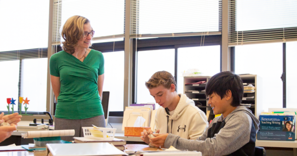 Teacher and her students interacting