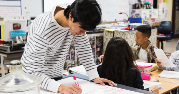 Student working in classroom