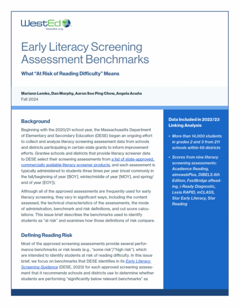 Early Literacy Screening Assessment Benchmarks featured cover image